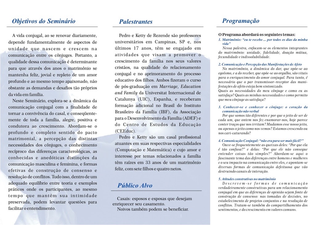 Folder do IV Seminário, verso